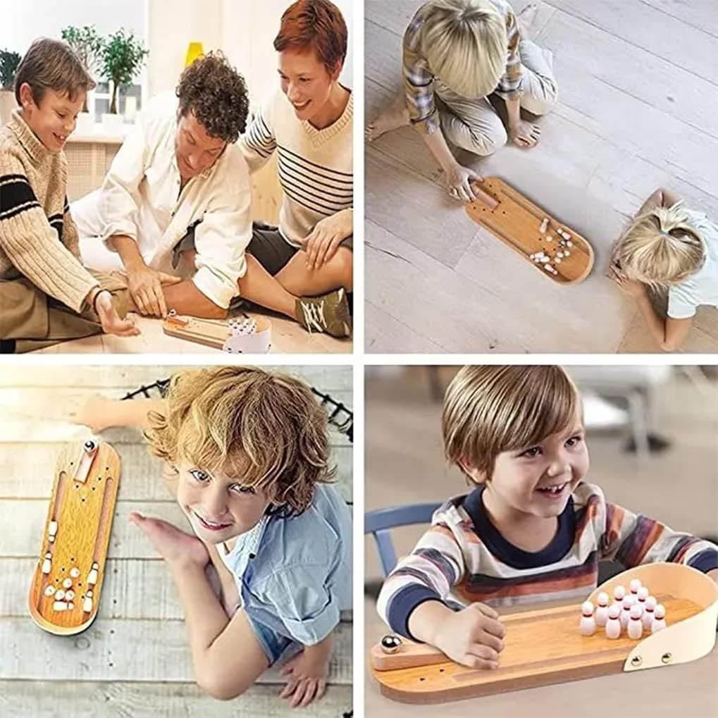 Miniatura 2 de Mini Juego De Bolos De Mesa De Madera